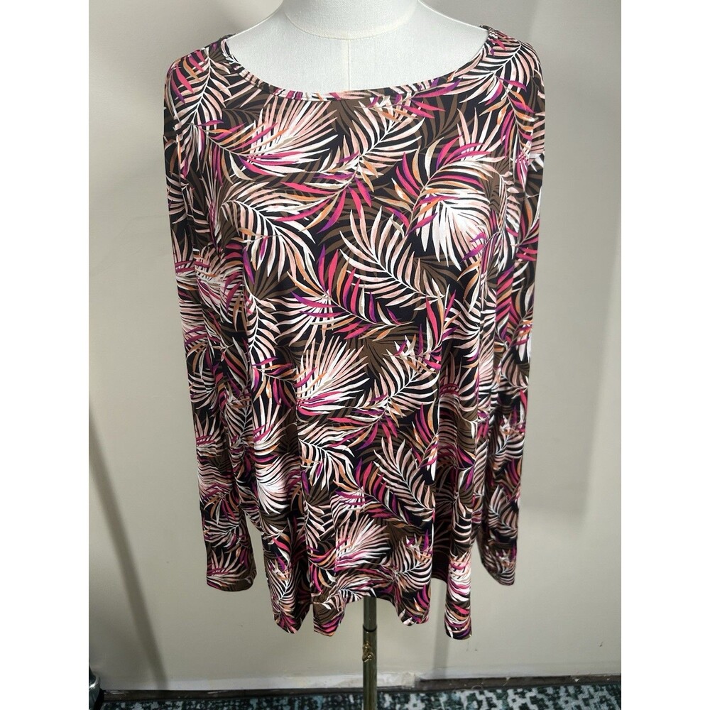 Lands' End Women's Top Plus 3X 24W/26W Multicolor Stretch Silky 261